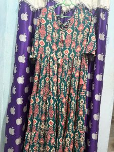 Boho Print Teal ethnic gown