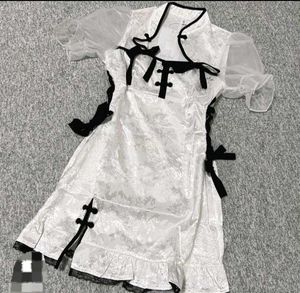 White &amp; Black Cheongsam Style Mini Dress(size:xl)