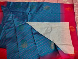 Elegant Blue and Pink Kanjeevaram Semi Silk Saree