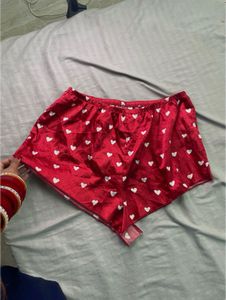 Cute Heart Print Satin Sleep Shorts