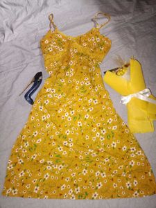 Sunny Yellow Floral Summer Dress