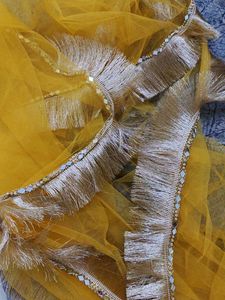 Yellow Dupatta with Tassel Fringe