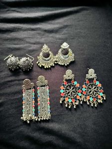 Ethnic Silver Earring Set