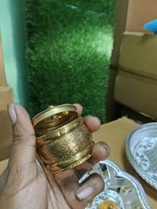 Vintage Engraved Brass kumkum box