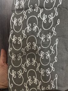 Stylish Grey Kurta with White Embroidery