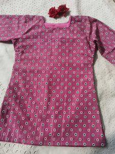 Pink Printed short kurti