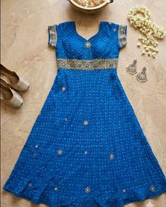 Blue Bandhani Ethnic Dress