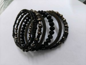 Chunky Black Beaded Wrap Bracelet