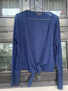 Navy Blue Tie-Front Cardigan