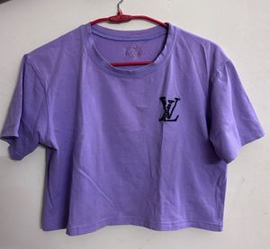 Cute Purple LV Logo Cropped T-Shirt