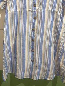 Striped Button-Up Casual Dress