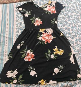 Chic Floral Print Short Sleeve Dress