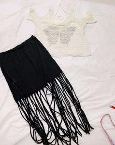 Butterfly Cold Shoulder Top with skirts