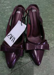 Zara Burgundy Bow Slingbacks