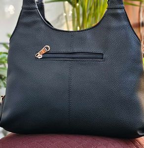Stylish Black Pebble Leather Shoulder Bag