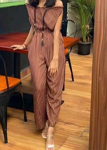 Striped Off-Shoulder Jumpsuit
