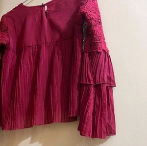 Maroon Fluffy Top For Women ♥️