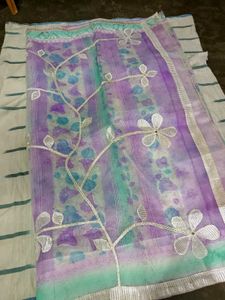 Beautiful Floral Embroidered Saree