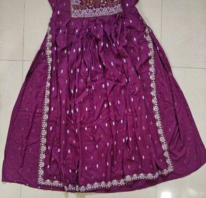 Purple Anarkali Style Alia Cut Kurti