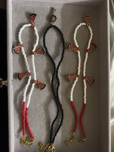 Beaded Watermelon Charm Necklace Set