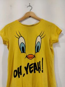 Looney Tunes Yellow Tweety Printed Top ( Women)