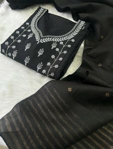Elegant Black Kurta Set with Silver Embroidery