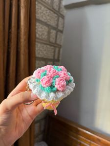 Crochet Flower Bouquet Keychain