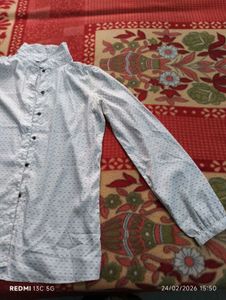 Chic White Dotted Long Sleeve Top