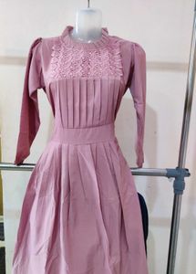 Elegant Pleated Neck Dress+ free delivery+gift