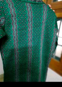 Green Printed Top with Tie Detail
