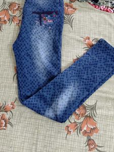 Stylish Blue Checkered Denim Jeans