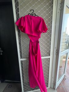 Vibrant Pink Cut-Out Maxi Dress