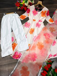 party wear Gown with duptta Pant sett bl