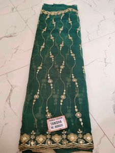 Emerald Green Embroidered darbari Saree