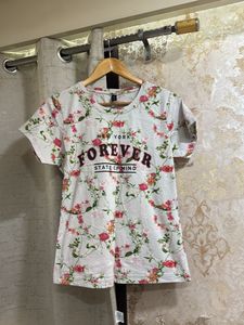 Floral Print "Forever State Of Mind" T-Shirt