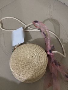 Cute Bear Straw Crossbody Bag