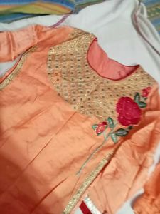 Elegant Orange kurti Set with Embellishments