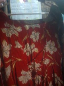 Red Floral Print short kurti
