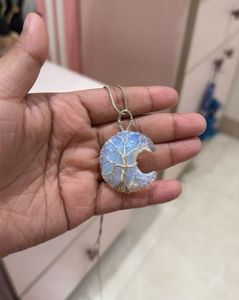 Set Crystal Tree of Life Pendant Necklace