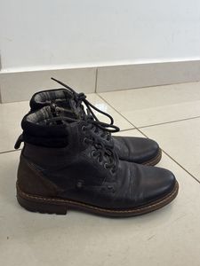 Men's Black Leather Lace-Up Boots