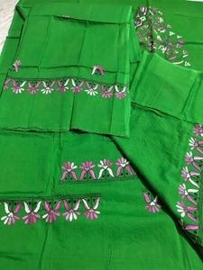 Handcrafted Bengal Kantha work dress material.