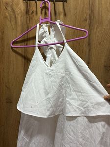 Chic White Tiered Halter Dress
