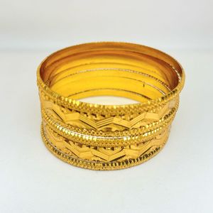 Red &amp; Gold Bangles (Set of 6)