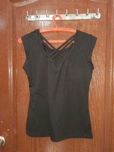 Dressberry Criss-Cross Back Black Top