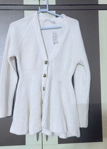 Cream Button-Up Knit Cardigan