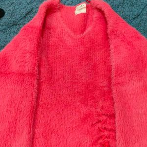 Fuzzy Pink Sweater Cardigan
