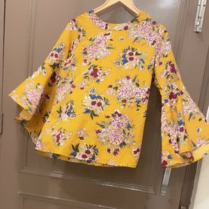 Boho Floral Bell Sleeve Top