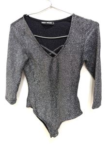 TALLY WEijl Sparkly V-Neck Bodysuit
