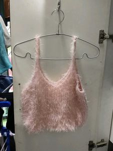 Pink Fuzzy Crop Tank Top