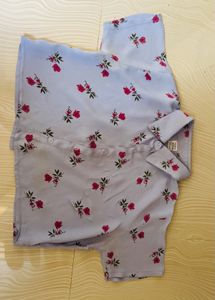 Light Blue Floral Print Top